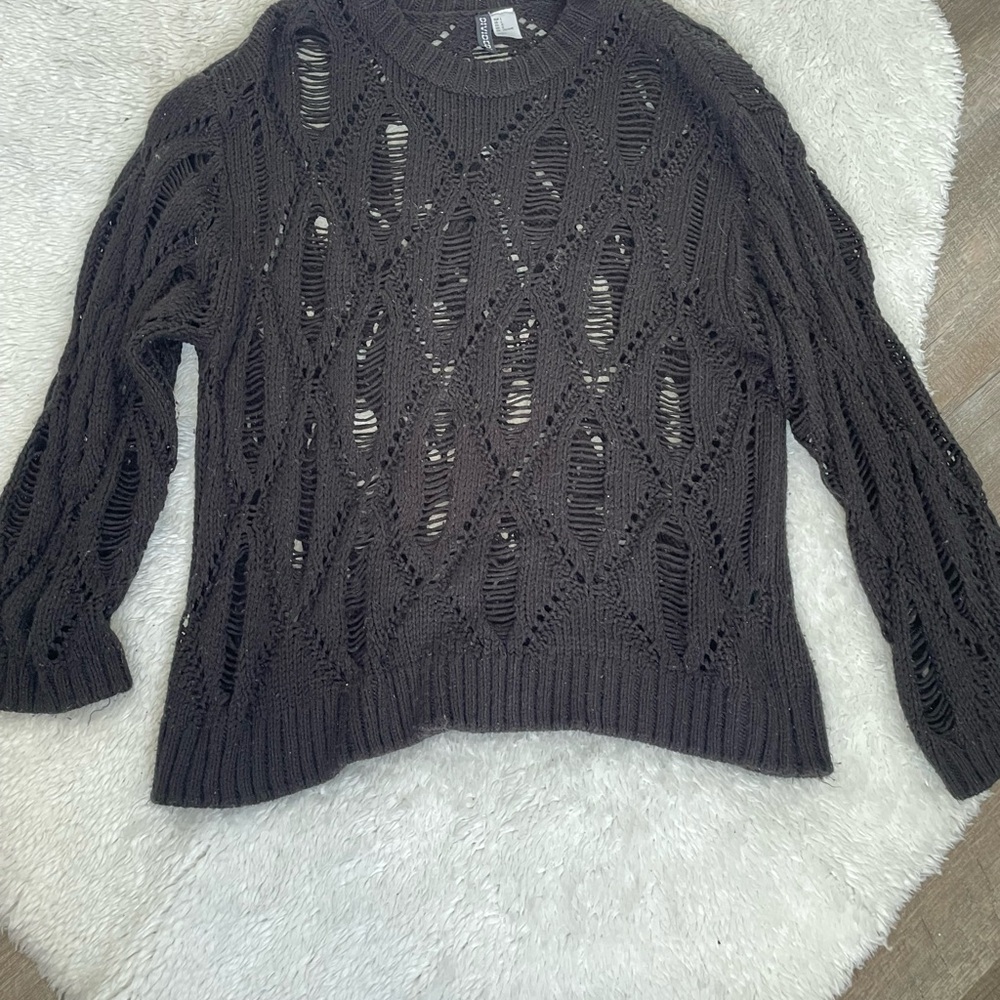 H&M Dark Brown Open-Knit Sweater